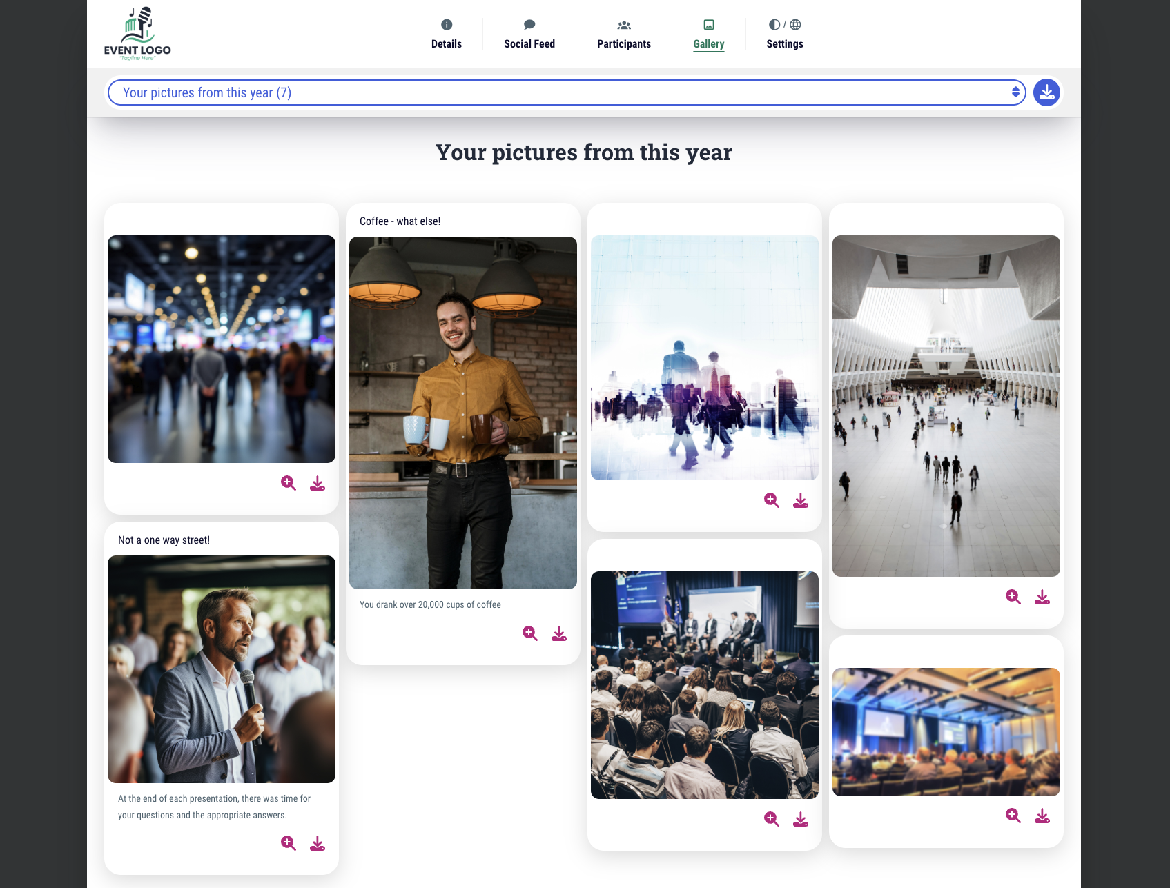 Picture gallery for lasting memories • Photos directly on the event page