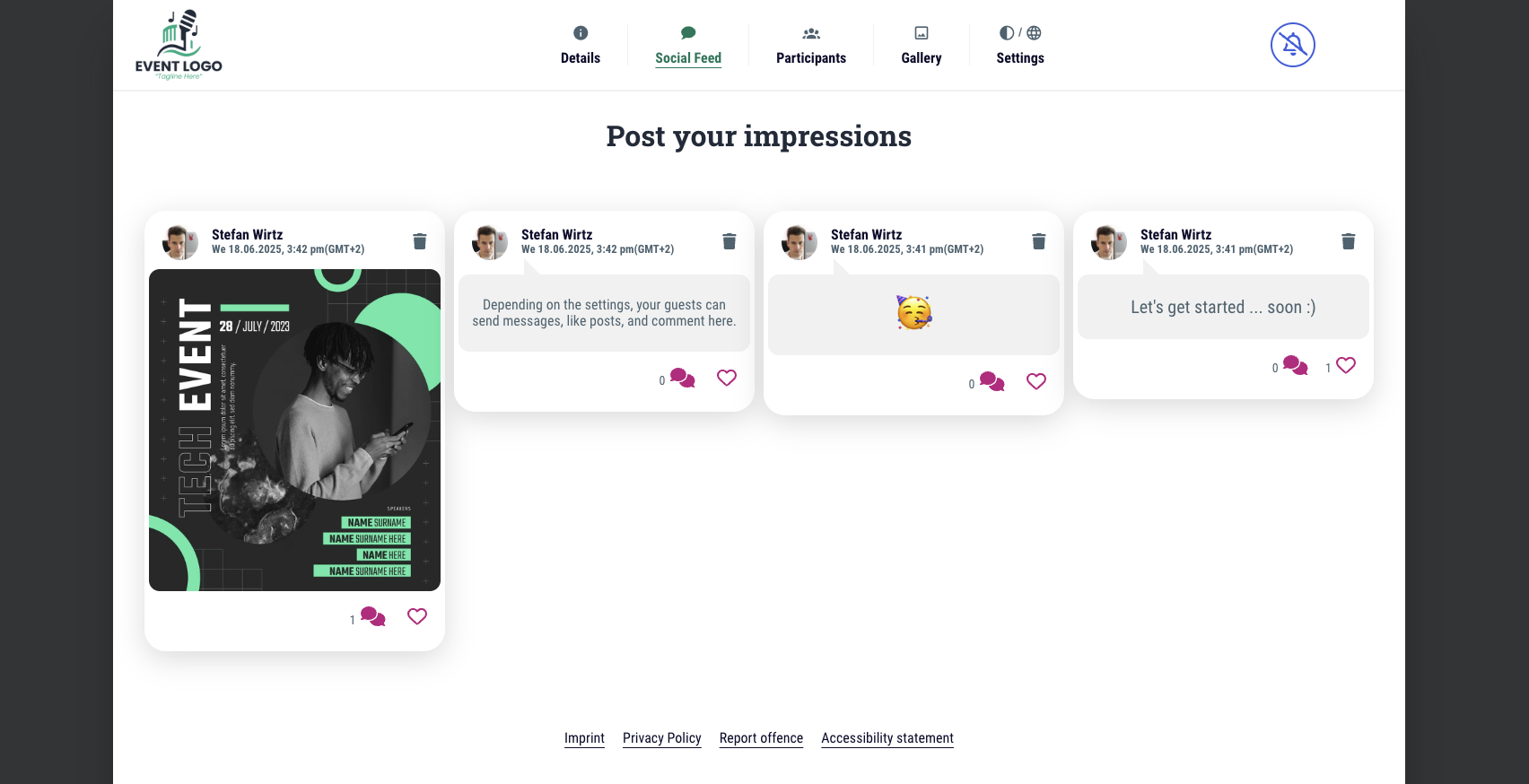 Social Wall • For sharing impressions among guests