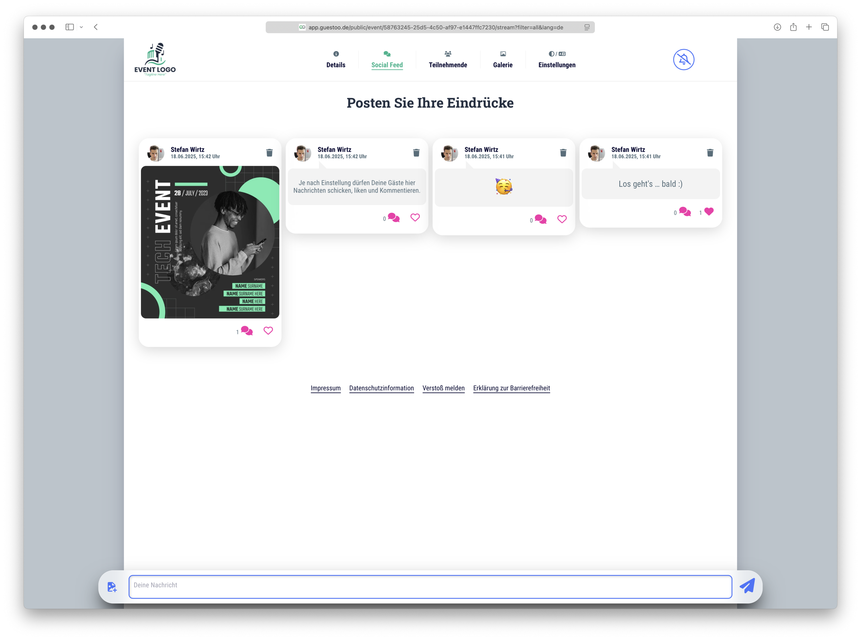 Social Wall • For sharing impressions among guests