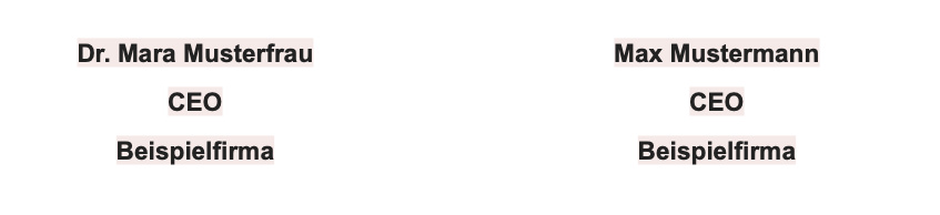 Zweispaltige Tabelle (GridAccess E-Mail) - 