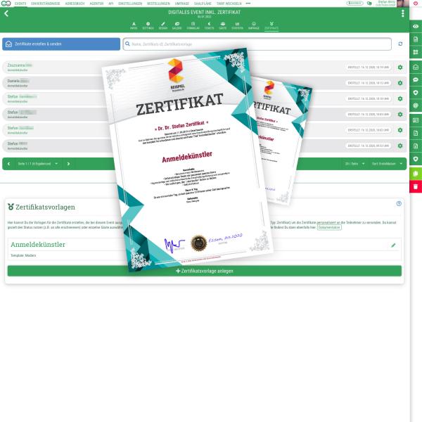 Personalized participant certificates Automatically generate personalized certificates for your participants
