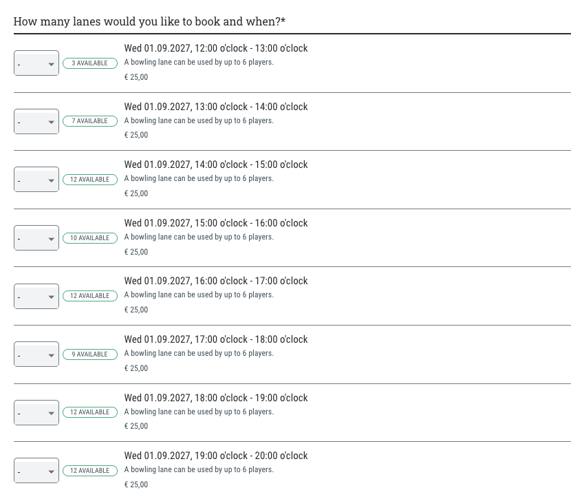 Bookable time slots • You specify the time slots, your guests choose when they want to come.