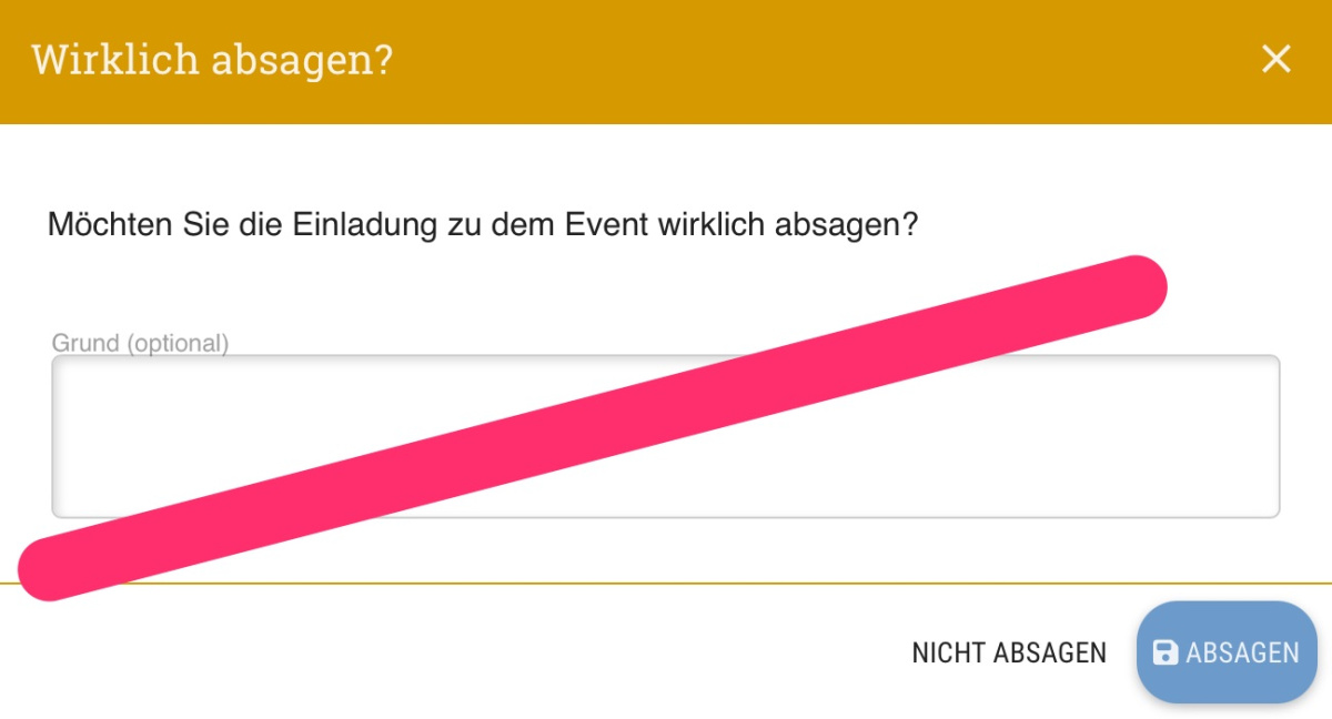 Absagegrund ausblenden - 