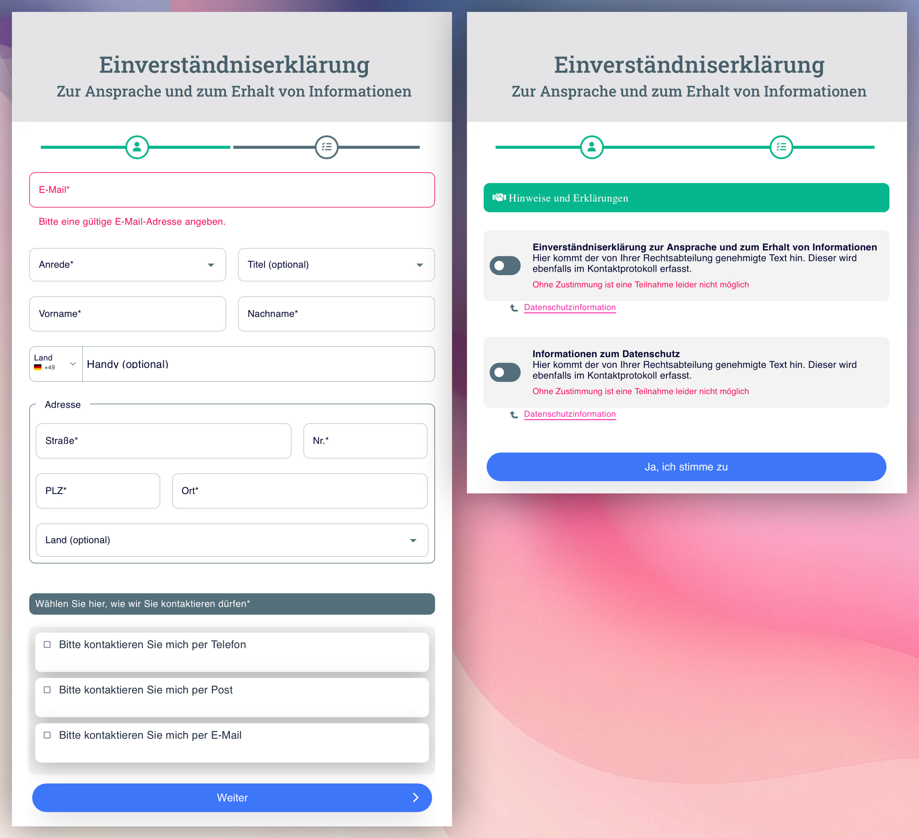Retrieve the data you need • and have mandatory legal texts confirmed