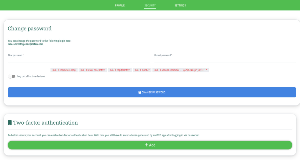 Change password - 
