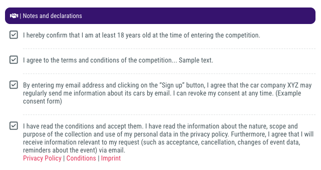 Consent to receive newsletters • Newsletter subscription included