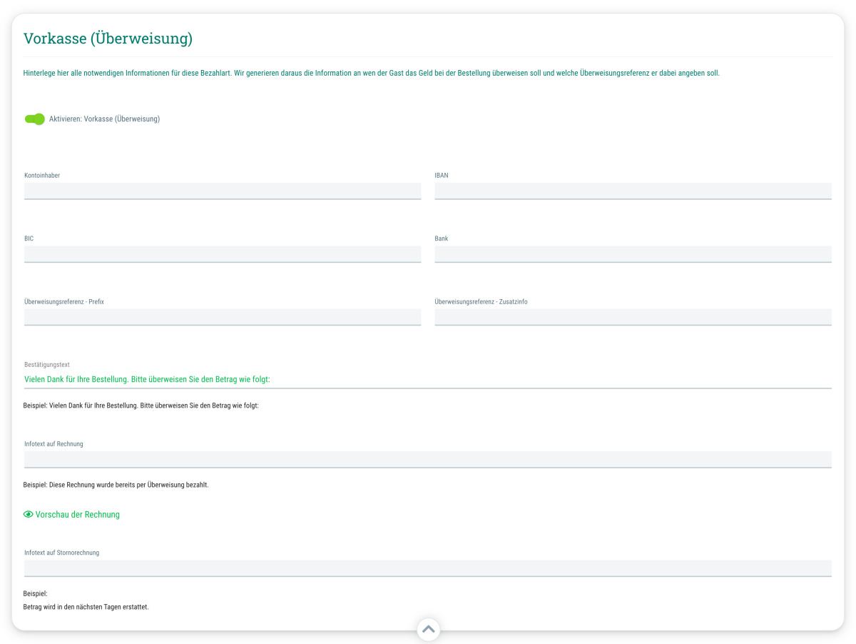 Prepayment (Bank transfer) - 