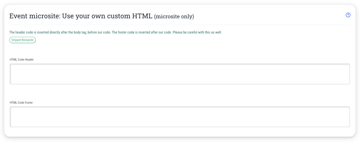 Event microsite: Use your own custom HTML - (included from Business subscription upwards)