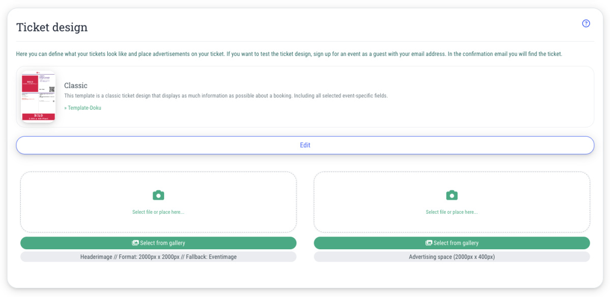 Ticket design - (Basic subscription and higher)