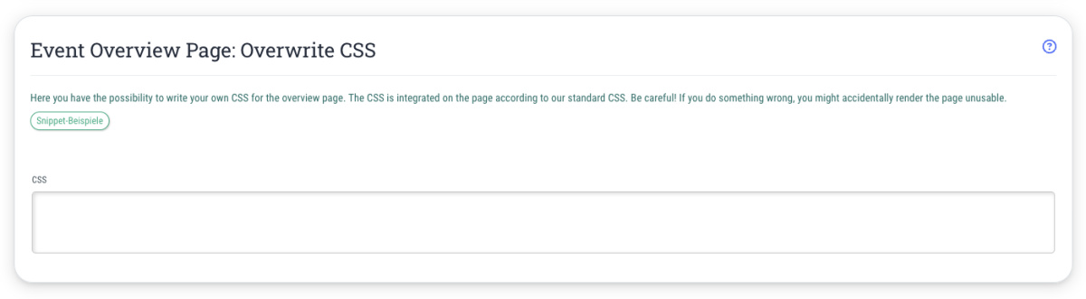 Event Overview Page: Overwrite CSS - (Included from Business subscription upwards)