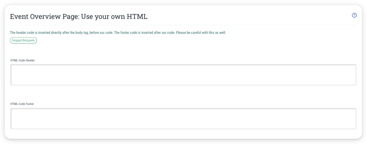 Event Overview Page: Use your own HTML - (Included from Business subscription upwards)