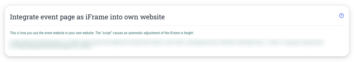 Integrate event page as iFrame into own website - 