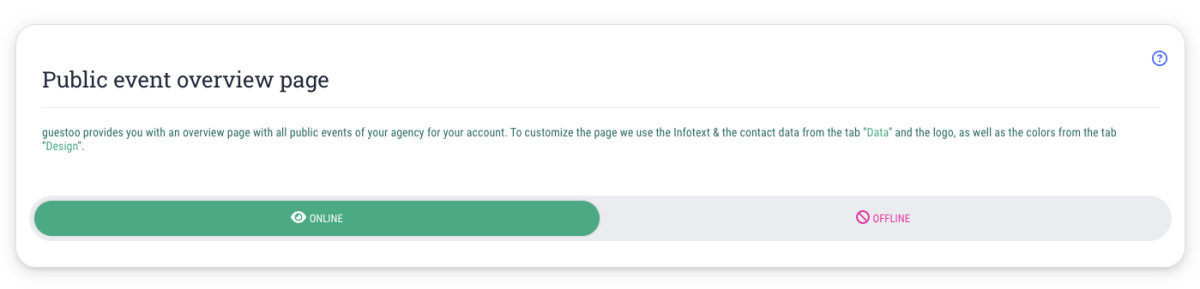 Status of the event overview page - 