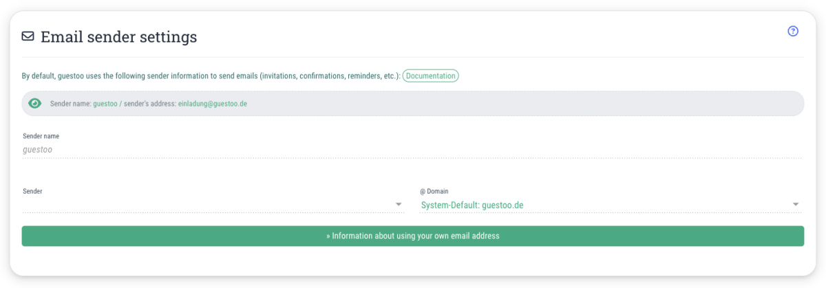 Email sender settings - 