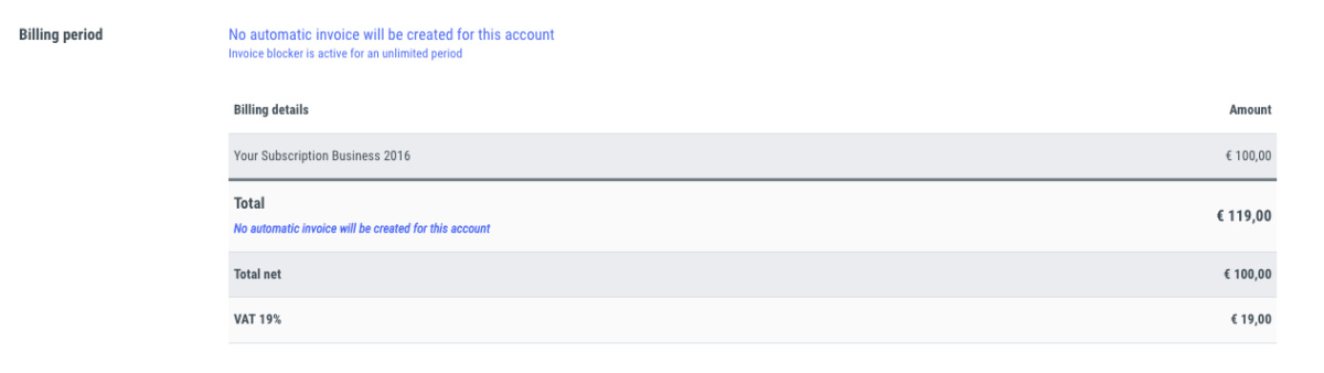 Billing period - 