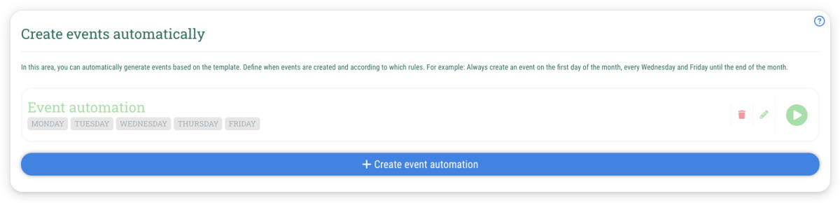 Create multiple events in one step - 