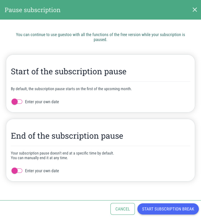 Pause subscription - 