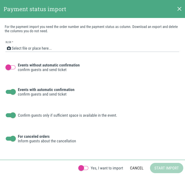 Payment status import - 