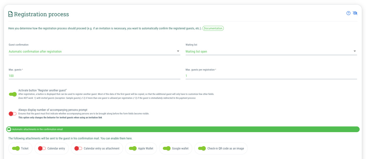 Presettings for check-in with QR code - These are the settings you need to make for the event