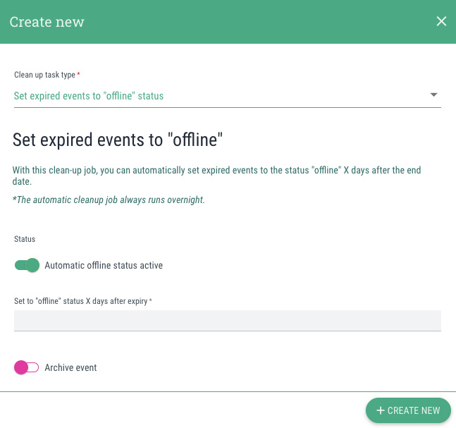 Set expired events to 
