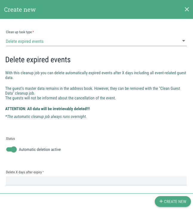 Delete expired events - 
