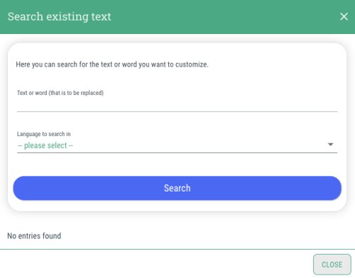 Dialog window: Create new translation