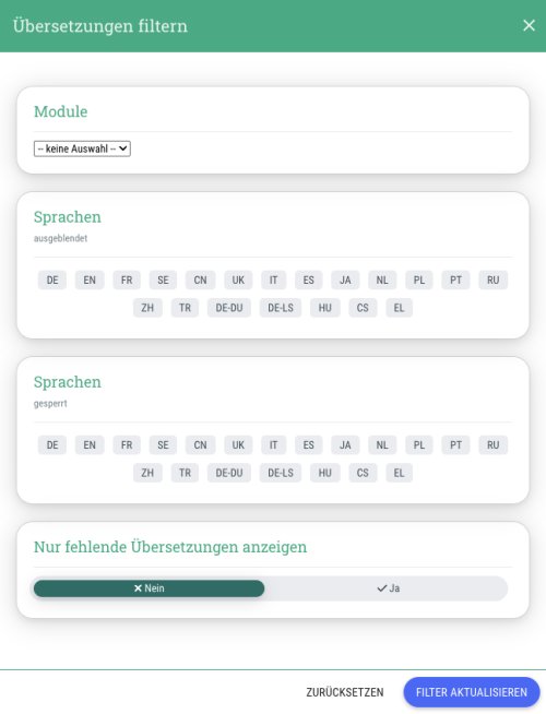 Filter options