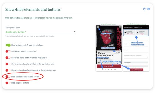 This is how you deactivate the checkbox for saving the data for the next visit