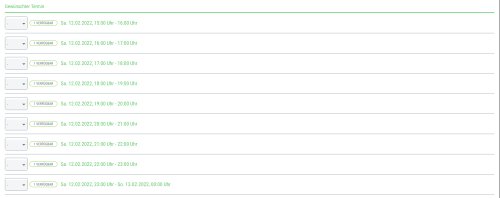 This is what the timeslots look like as a quantity selection in the registration form for your guests