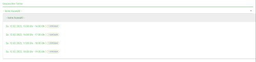 This is what the simplified selection of timeslots looks like in the registration form for your guests