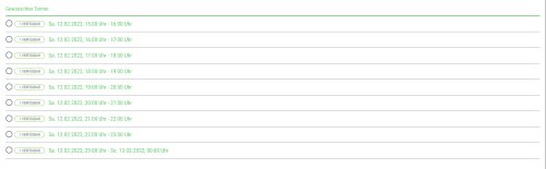 This is what the timeslots look like in the registration form for your guests