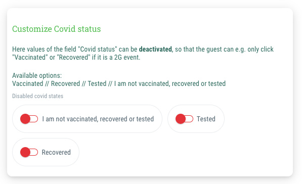 Customize Covid status - 