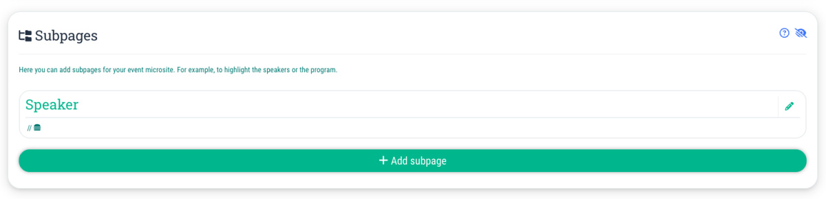 Subpages - (can be booked for a fee with the Pro subscription or higher)