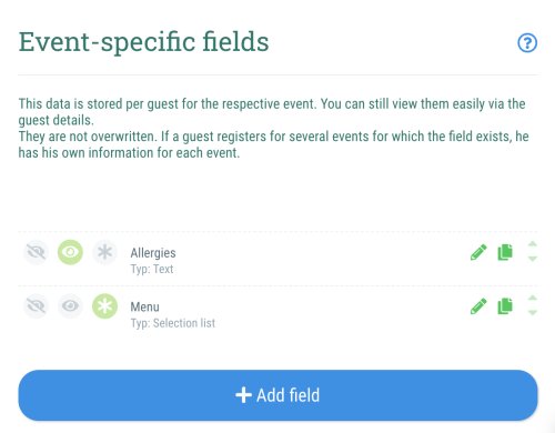 Example: A form with two different event-specific fields