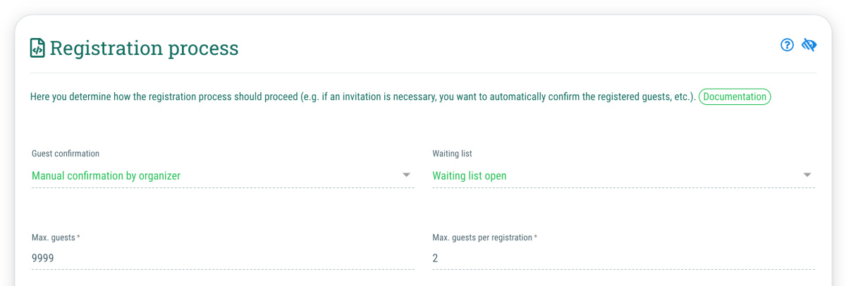 8. Adjust amount of guests and registration process - 
