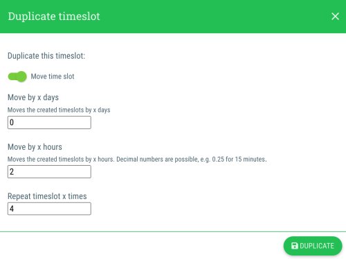 3. Duplicate timeslot