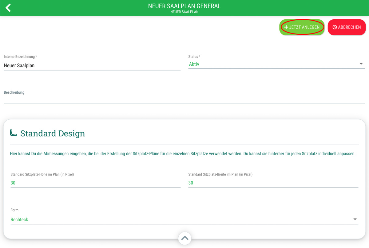 Create new seating plan - 