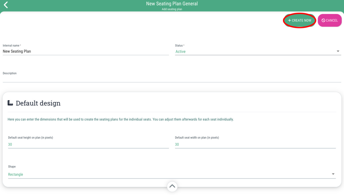 Create new seating plan - 