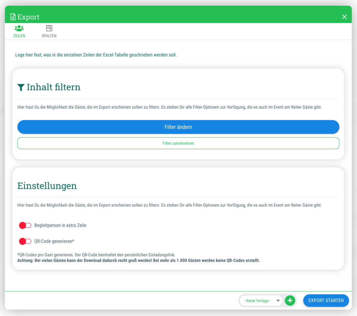 Generate export - 