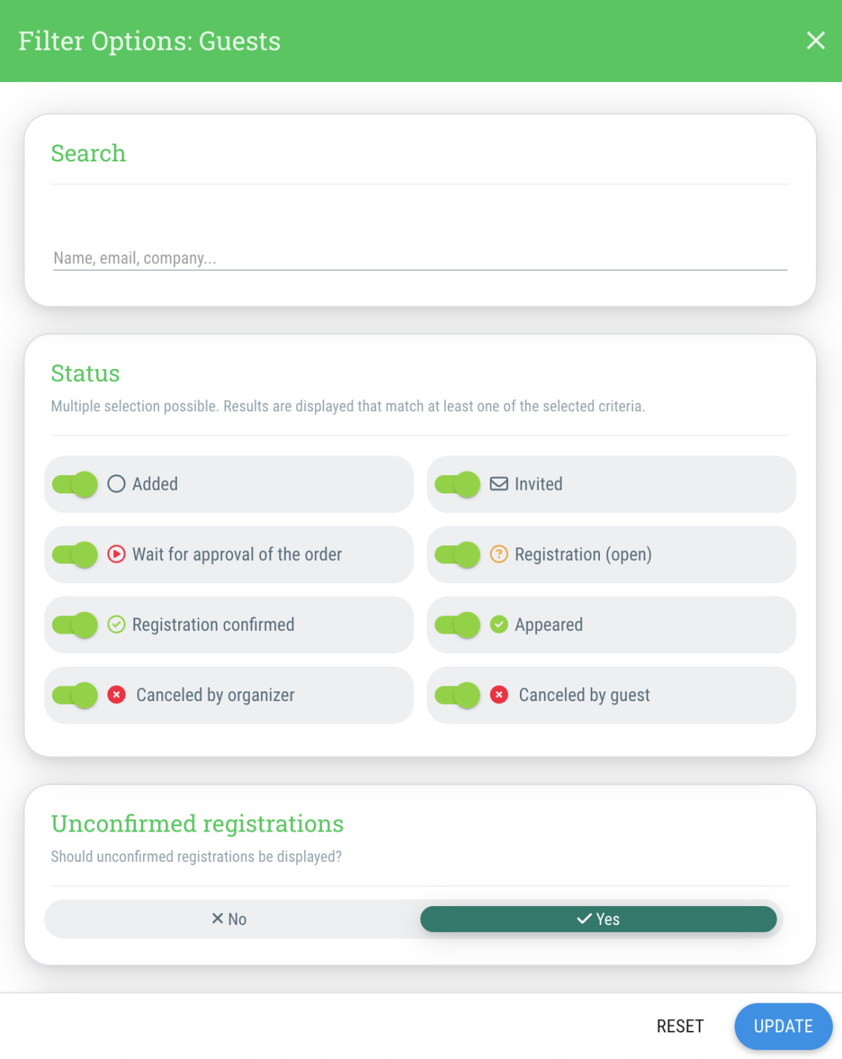 Filter content - 