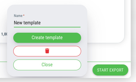 Create export template - Save your export settings for later