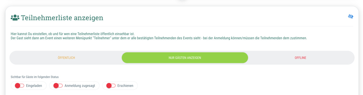 Activate & display list of participants - 