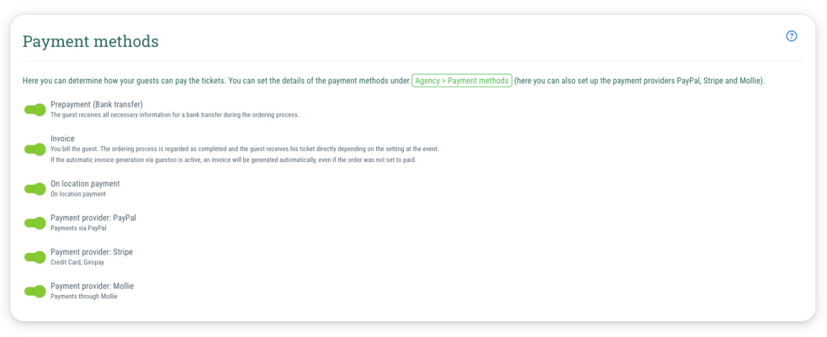 Payment methods - 