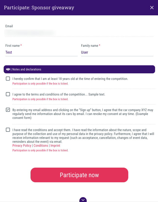 QR code to participate in the contest • Contest registration in just a few clicks