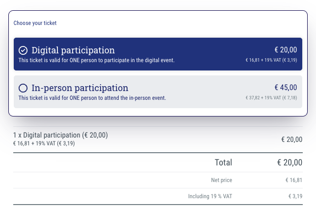 Free or paid participation • incl. invoice & payment process