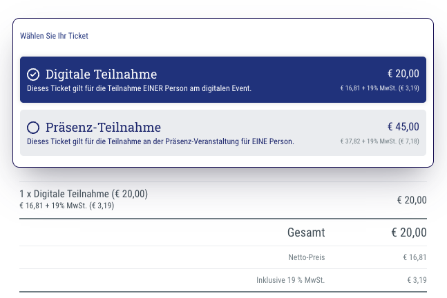 Free or paid participation • incl. invoice & payment process